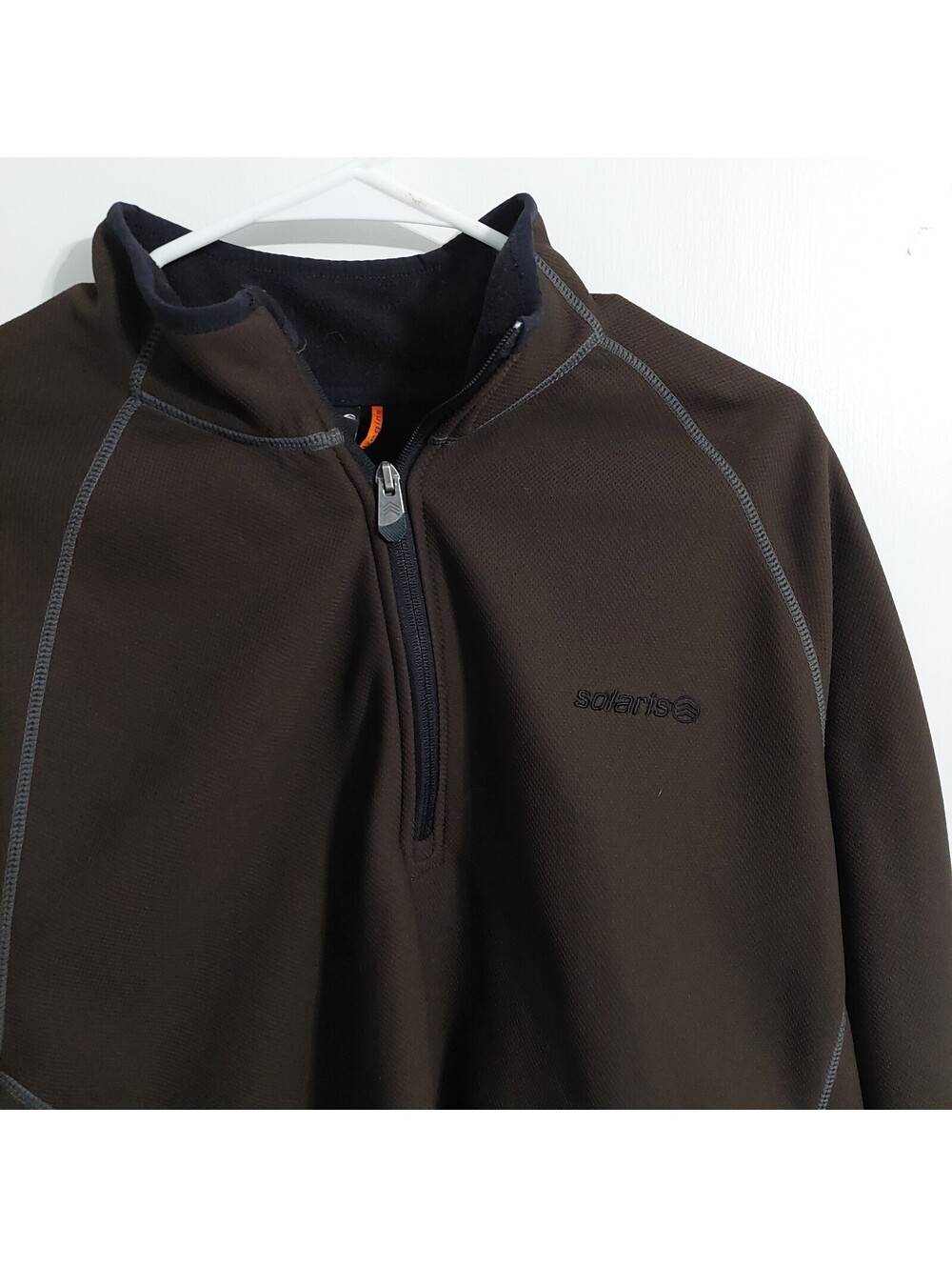 Solaris Men's Brown Polyester Half-Zip Pullover Jacket Size L
